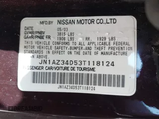 2003 Nissan 350Z Enthusiast with VIN JN1AZ34D53T118124, listed as a IAAI auction lot 42108268 with 226,959 mi miles. Bid and sale history available at carsss.com. Image 9.