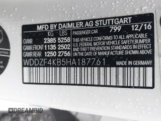 2017 Mercedes-Benz E 300 Luxury with VIN WDDZF4KB5HA187761, listed as a IAAI auction lot 42473454 with 57,031 mi miles and . Bid and sale history available at DreamBid. Image 9.