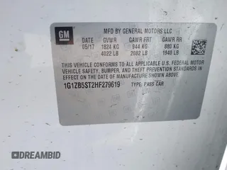 2017 Chevrolet Malibu LS with VIN 1G1ZB5ST2HF279619, listed as a IAAI auction lot 41684928 with 141,495 mi miles and . Bid and sale history available at DreamBid. Image 9.
