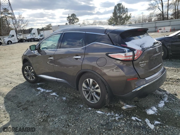 2015 Nissan Murano SL with VIN 5N1AZ2MG8FN234889, listed as a Copart auction lot 46158075 with 55,020 mi miles and Salvage Title. Bid and sale history available at carsss.com. Image 2.