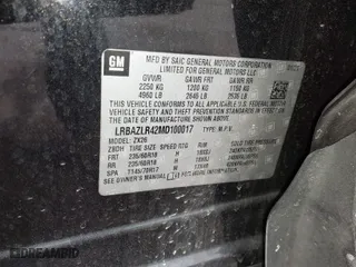 2021 Buick Envision Preferred with VIN LRBAZLR42MD100017, listed as a IAAI auction lot 41652168 with 42,086 mi miles. Bid and sale history available at carsss.com. Image 9.