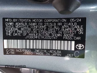 2024 Toyota Corolla Hybrid LE with VIN JTDBCMFE1RJ032747, listed as a IAAI auction lot 42063478 with 13,655 mi miles. Bid and sale history available at carsss.com. Image 9.