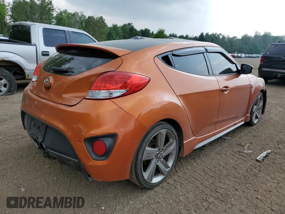 2013 Hyundai Veloster Turbo with VIN KMHTC6AE2DU131877, listed as a Copart auction lot 60256085 with 228,298 mi miles and Clean title. Bid and sale history available at DreamBid. Image 3.
