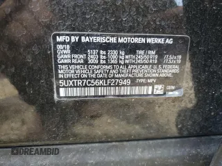 2019 BMW X3 sDrive30i with VIN 5UXTR7C56KLF27949, listed as a Copart auction lot 54762165 with 88,414 mi miles and Salvage Title. Bid and sale history available at DreamBid. Image 13.