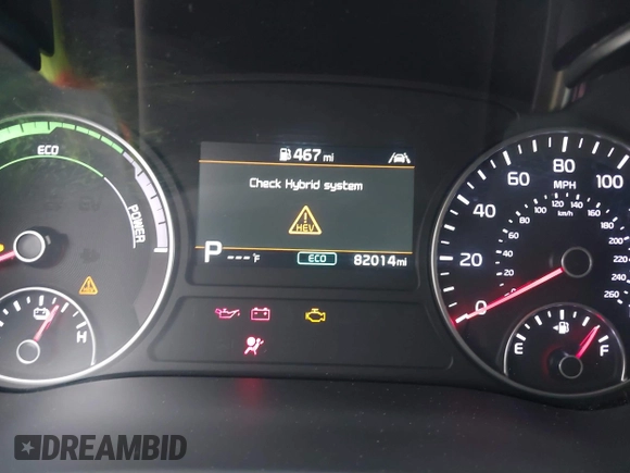 2020 Kia Optima Hybrid EX with VIN KNAGU4LE2L5039095, listed as a IAAI auction lot 41746011 with 82,014 mi miles. Bid and sale history available at carsss.com. Image 7.