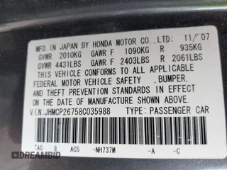 2008 Honda Accord EX with VIN JHMCP26758C035988, listed as a IAAI auction lot 42066504 with 159,700 mi miles and . Bid and sale history available at DreamBid. Image 9.