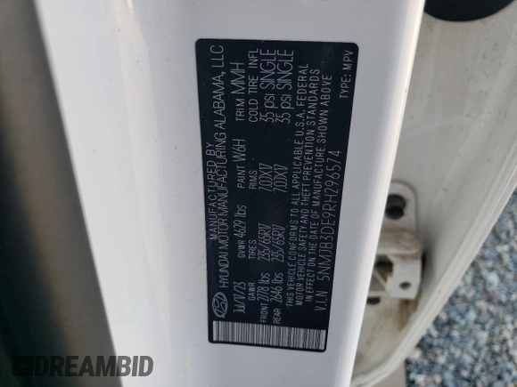 2024 Hyundai Tucson SEL with VIN 5NMJB3DE9RH296574, listed as a Copart auction lot 41799845 with 40,596 mi miles and Clean Title. Bid and sale history available at DreamBid. Image 13.