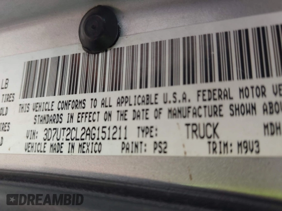 2010 Dodge Ram 2500 ST with VIN 3D7UT2CL2AG151211, listed as a IAAI auction lot 41704666 with 316,511 mi miles. Bid and sale history available at carsss.com. Image 9.