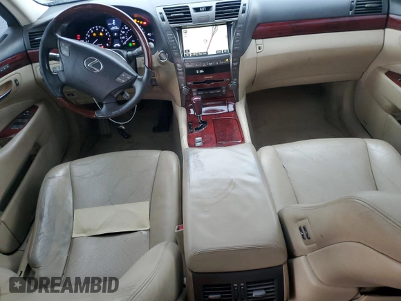 2008 Lexus LS 460 with VIN JTHBL46F885075478, listed as a Copart auction lot 56842225 with 128,897 mi miles and Salvage title. Bid and sale history available at DreamBid. Image 8.