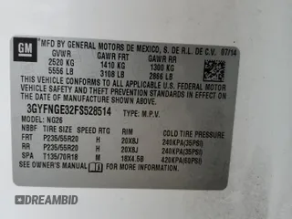 2015 Cadillac SRX Premium Collection with VIN 3GYFNGE32FS528514, listed as a Copart auction lot 61222534 with 104,433 mi miles and Salvage Title. Bid and sale history available at carsss.com. Image 12.