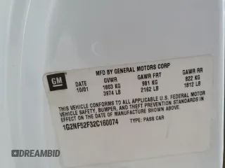 2002 Pontiac Grand Am SE1 with VIN 1G2NF52F32C160074, listed as a Copart auction lot 74210684 with 93,097 mi miles and Salvage Title. Bid and sale history available at carsss.com. Image 12.