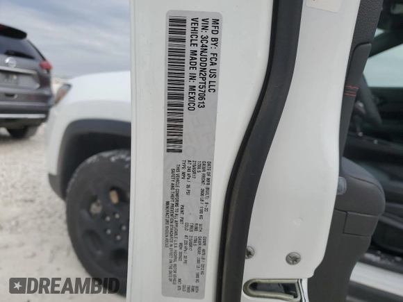 2023 Jeep Compass Trailhawk with VIN 3C4NJDDN2PT570613, listed as a Copart auction lot 53296045 with 14,978 mi miles and Salvage title. Bid and sale history available at DreamBid. Image 13.