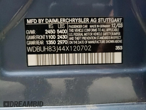 2004 Mercedes-Benz E 500 with VIN WDBUH83J44X120702, listed as a Copart auction lot 72781524 with 196,005 mi miles and Clean Title. Bid and sale history available at carsss.com. Image 13.