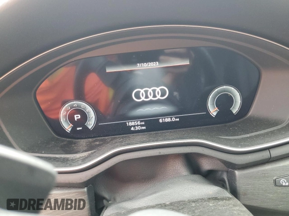 2022 Audi A5 Sportback Premium Plus with VIN WAUCBCF5XNA004812, listed as a Copart auction lot 59077583 with 18,856 mi miles. Bid and sale history available at carsss.com. Image 9.