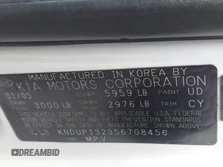 2005 Kia Sedona LX with VIN KNDUP132356708456, listed as a IAAI auction lot 41220936 with 172,960 mi miles. Bid and sale history available at carsss.com. Image 9.