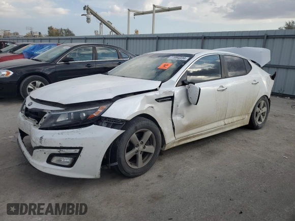 2015 Kia Optima LX with VIN KNAGM4A71F5598582, listed as a Copart auction lot 77694334 with 0 mi miles and Salvage Title. Bid and sale history available at carsss.com. Image 1.