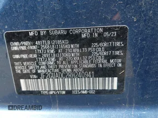 2024 Subaru Crosstrek Premium с VIN JF2GUADC2RH240941, выставлен на аукционе IAAI как лот 42257083 с пробегом 10 787 миль миль и . История ставок и продаж доступна на DreamBid. Изображение 9.
