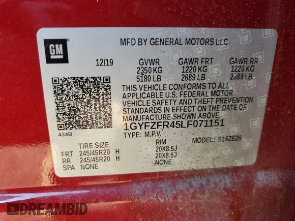 2020 Cadillac XT4 AWD Sport z VIN 1GYFZFR45LF071151, wystawiony jako Copart lot #88923965 z przebiegiem 52 555 mil mil oraz Nie do naprawy • Non repairable. Historia ofert i sprzedaży dostępna na DreamBid. Obrazek 15.