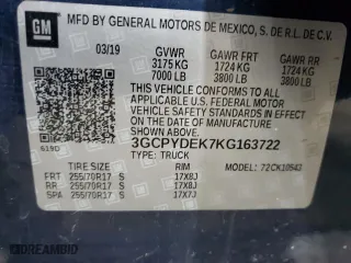 2019 Chevrolet Silverado 1500 LT with VIN 3GCPYDEK7KG163722, listed as a Copart auction lot 41805525 with 102,592 mi miles and Salvage Title. Bid and sale history available at carsss.com. Image 14.