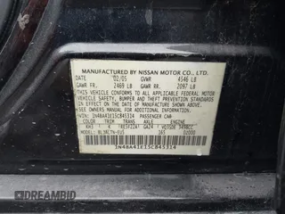 2005 Nissan Maxima 3.5 SL with VIN 1N4BA41E15C845314, listed as a IAAI auction lot 41894273 with 308,057 mi miles. Bid and sale history available at carsss.com. Image 9.