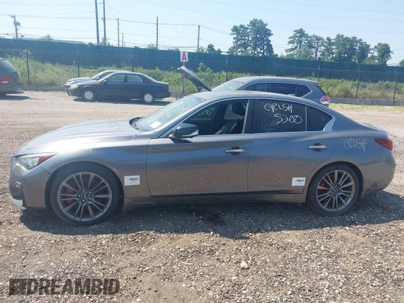2018 Infiniti Q50 Red Sport 400 with VIN JN1FV7AP7JM461628, listed as a IAAI auction lot 42622062 with 58,561 mi miles and . Bid and sale history available at DreamBid. Image 14.