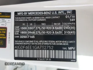 2016 Mercedes-Benz GL with VIN 4JGDF6EE1GA712752, listed as a Copart auction lot 83880094 with 130,442 mi miles and Salvage Title. Bid and sale history available at carsss.com. Image 15.