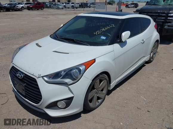 2013 Hyundai Veloster Turbo w/Black Int with VIN KMHTC6AE4DU122078, listed as a IAAI auction lot 42086862 with 203,692 mi miles. Bid and sale history available at carsss.com. Image 2.