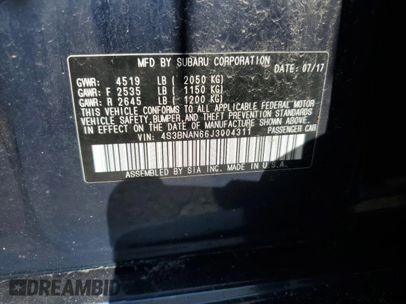 2018 Subaru Legacy Limited with VIN 4S3BNAN66J3004311, listed as a Copart auction lot 56649615 with 162,424 mi miles and Clean Title. Bid and sale history available at DreamBid. Image 12.