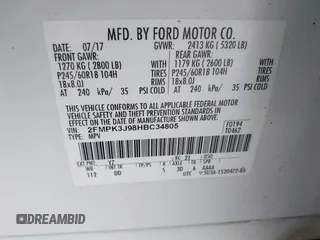 2017 Ford Edge SEL with VIN 2FMPK3J98HBC34805, listed as a IAAI auction lot 41129999 with 173,217 mi miles. Bid and sale history available at carsss.com. Image 9.