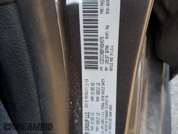 2015 Chrysler 200 Limited with VIN 1C3CCCAB8FN564579, listed as a Copart auction lot 85387894 with 118,827 mi miles and Salvage Title. Bid and sale history available at carsss.com. Image 12.