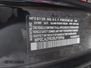 2008 Porsche Boxster с VIN WP0CA29828U710956, выставлен на аукционе IAAI как лот 42117761 с пробегом 52 615 миль миль и . История ставок и продаж доступна на DreamBid. Изображение 9.