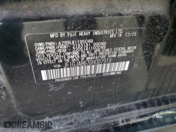 2016 Subaru Impreza Premium z VIN JF1GJAB67GH007919, wystawiony jako Copart lot #49868465 z przebiegiem 122 982 mil mil oraz Szkoda całkowita • Salvage title. Historia ofert i sprzedaży dostępna na DreamBid. Obrazek 12.