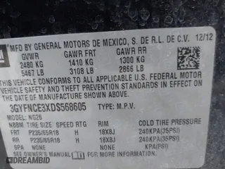 2013 Cadillac SRX Luxury Collection with VIN 3GYFNCE3XDS568605, listed as a IAAI auction lot 41902142 with 118,455 mi miles. Bid and sale history available at carsss.com. Image 9.