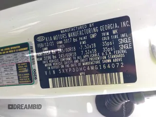 2021 Kia Telluride EX with VIN 5XYP3DHC4MG164072, listed as a IAAI auction lot 39796981 with Not Provided miles and . Bid and sale history available at DreamBid. Image 9.