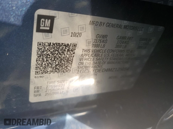 2021 Chevrolet Silverado 1500 LT with VIN 1GCRYDED4MZ125054, listed as a Copart auction lot 44654885 with 133,370 mi miles and Salvage Title. Bid and sale history available at DreamBid. Image 12.