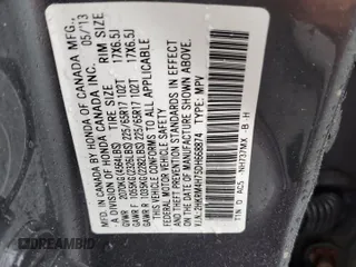 2013 Honda CR-V EX-L z VIN 2HKRM4H75DH668874, wystawiony jako Copart lot #55956255 z przebiegiem 136 539 mil mil oraz Szkoda całkowita • Salvage title. Historia ofert i sprzedaży dostępna na DreamBid. Obrazek 13.