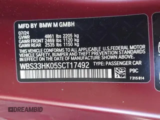 2025 BMW M4 Competition xDrive с VIN WBS33HK05SCT17492, выставлен на аукционе IAAI как лот 42132837 с пробегом 1 370 миль миль и . История ставок и продаж доступна на DreamBid. Изображение 8.