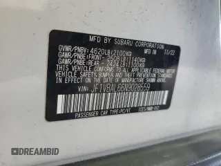 2022 Subaru WRX Limited with VIN JF1VBAL66N9028559, listed as a Copart auction lot 47025075 with 18,095 mi miles and Salvage title. Bid and sale history available at DreamBid. Image 12.