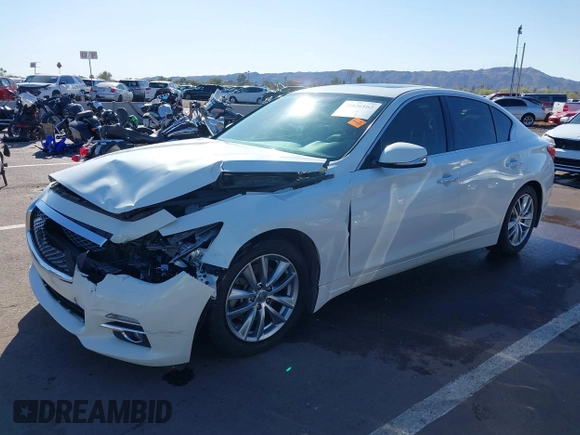 2014 Infiniti Q50 Hybrid Sport with VIN JN1AV7AP0EM691057, listed as a IAAI auction lot 41836162 with 147,477 mi miles and . Bid and sale history available at DreamBid. Image 17.