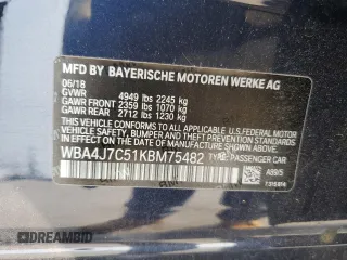2019 BMW 4 Series 440i xDrive with VIN WBA4J7C51KBM75482, listed as a Copart auction lot 65958444 with 13,791 mi miles and Salvage Title. Bid and sale history available at carsss.com. Image 12.