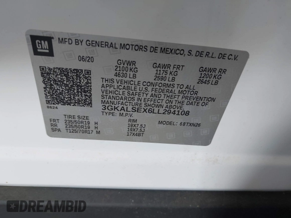 2020 GMC Terrain Denali with VIN 3GKALSEX6LL294108, listed as a IAAI auction lot 42595339 with 26,621 mi miles and . Bid and sale history available at DreamBid. Image 9.