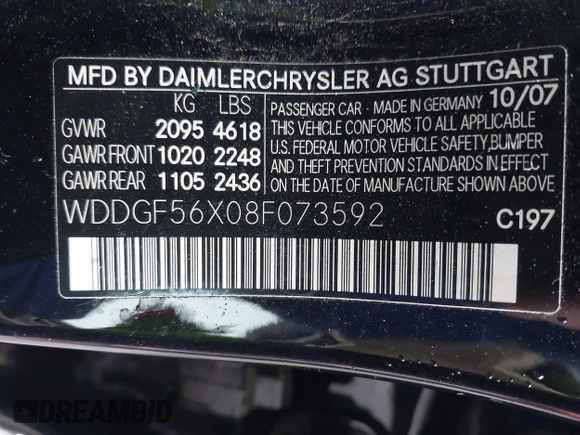 2008 Mercedes-Benz C 350 Sport with VIN WDDGF56X08F073592, listed as a IAAI auction lot 41489665 with 13,367 mi miles and . Bid and sale history available at DreamBid. Image 9.