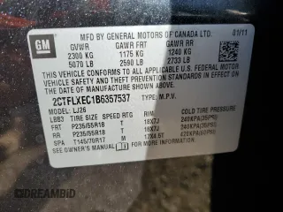 2011 GMC Terrain SLT-2 with VIN 2CTFLXEC1B6357537, listed as a Copart auction lot 77686594 with 152,086 mi miles and Salvage Title. Bid and sale history available at DreamBid. Image 12.