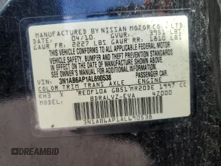 2010 Nissan Sentra SR with VIN 3N1AB6AP1AL690538, listed as a Copart auction lot 52086045 with 82,873 mi miles and Salvage Title. Bid and sale history available at DreamBid. Image 12.