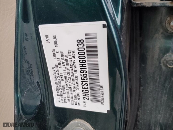 2001 Honda Civic LX with VIN 2HGES15591H600038, listed as a Copart auction lot 78134364 with 102,878 mi miles and Salvage Title. Bid and sale history available at carsss.com. Image 12.