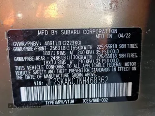 2022 Subaru Forester Limited with VIN JF2SKANC7NH468362, listed as a Copart auction lot 48337745 with 61,724 mi miles and Salvage Title. Bid and sale history available at carsss.com. Image 15.