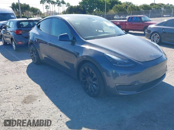 2022 Tesla Model Y Performance with VIN 7SAYGDEF6NF540094, listed as a IAAI auction lot 41786865 with 28,356 mi miles and . Bid and sale history available at DreamBid. Image 1.