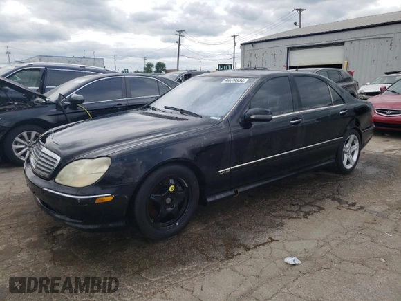 2002 Mercedes-Benz S-Class 6.0L with VIN WDBNG78J82A253733, listed as a Copart auction lot 66176834 with 9,151 mi miles and Salvage Title. Bid and sale history available at carsss.com. Image 1.