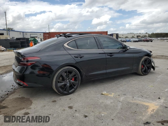 2023 Genesis G70 3.3T with VIN KMTG54TE9PU123542, listed as a Copart auction lot 78830254 with 23,782 mi miles and Salvage Title. Bid and sale history available at DreamBid. Image 3.