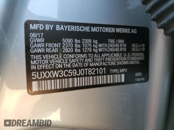 2018 BMW X4 xDrive28i with VIN 5UXXW3C59J0T82101, listed as a Copart auction lot 43850784 with 0 mi miles. Bid and sale history available at carsss.com. Image 14.